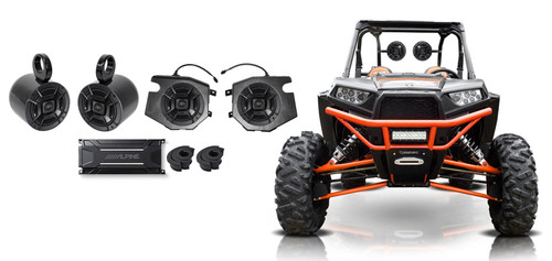 Polk Panel+Tower Speakers+Alpine Amp For 2014-2018 Polaris RZR 1000/900S/Turbo