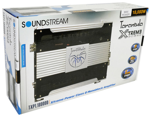 Soundstream TXP1.18000D 18,000 Watt Mono 1-Ohm Car Stereo Amplifier+Amp Kit