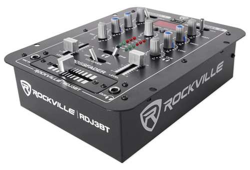 Rockville RDJ3BT 2 Channel DJ Mixer with USB, Bluetooth, Talkover