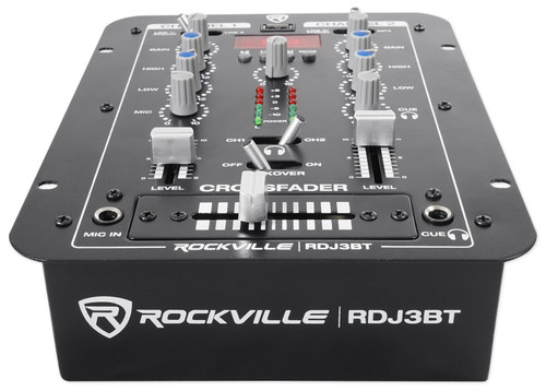 Rockville RDJ3BT 2 Channel DJ Mixer with USB, Bluetooth, Talkover