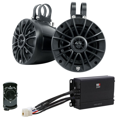 2) Rockville UTV/ATV 5.25" Rollbar Speakers+MB Quart Amplifier+Bluetooth Control