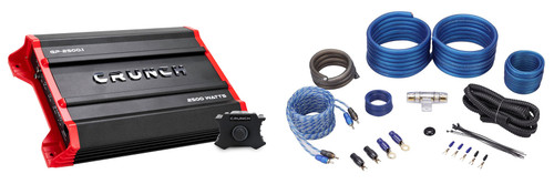 Crunch GP-2500.1 Ground Pounder 2500 Watt Mono Car Audio Amplifier+Amp Kit
