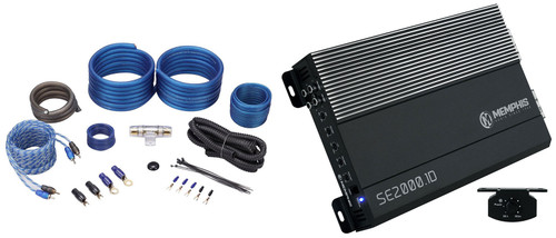 Memphis Audio SE2000.1D 500 Watt Mono 1-Ohm Car Stereo Amplifier+Amp Kit