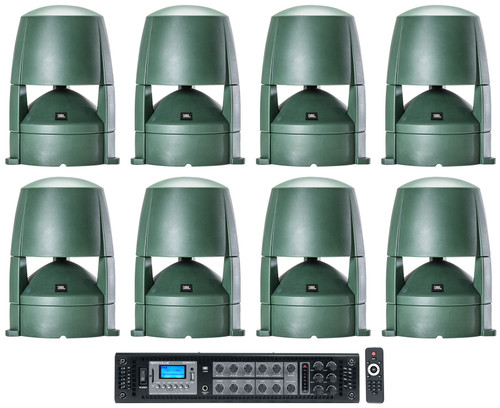 (8) JBL CONTROL 88M 8" Commercial 70v Outdoor Landscape Speakers + Amplifier