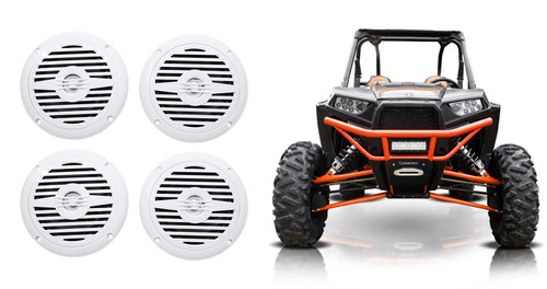 (4) Rockville MS525W 5.25" 800 Watt Waterproof Speakers For Polaris RZR/ATV/UTV