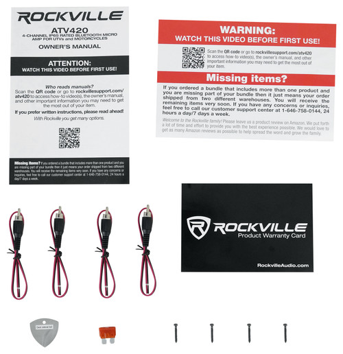 Rockville ATV420 4-Channel Motorcycle Amplifier Bluetooth Micro Amp IP65