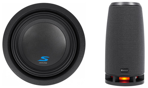 ALPINE S-W8D4 8" 900w Car Subwoofer DVC 4-Ohm Sub+Portable Bluetooth Speaker