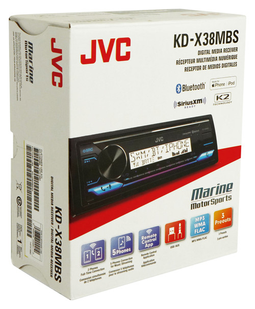 JVC KD-X38MBS Marine Bluetooth Stereo Receiver+(2) 6.5