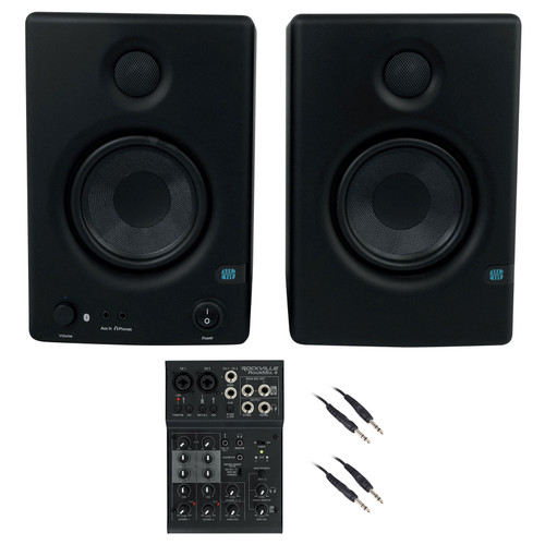 2) Presonus Eris E4.5 BT 50w 2-Way 4.5" Studio Monitors Speakers+Recording Mixer