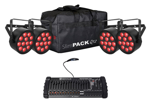 Chauvet DJ SlimPACK Q12 ILS (4) SlimPAR Q12 ILS Lights+Cables+Bag+DMX Controller