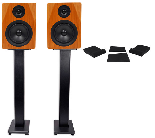 (2) Rockville DPM5C Dual Powered 5.25 inch 300w Active Studio Monitors+Stands+Pads