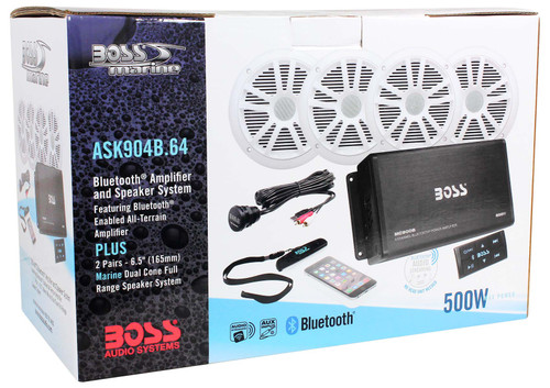 Boss ASK904.B.64 4 Channel 500W Marine/Boat Amplifier W/Bluetooth