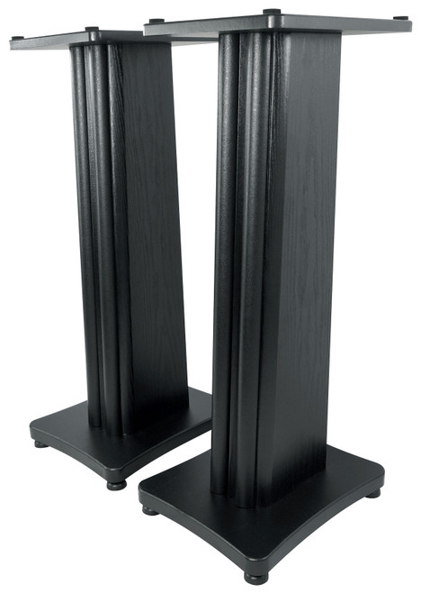(2) Rockville SS28B Black Wood Grain 28" Speaker Stands Fits PSI AUDIO A14M-SR
