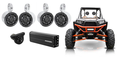 Kicker 5.25" Tower Speakers+4-Ch Amp+Bluetooth for Polaris/JEEP/ATV/UTV/RZR/CART