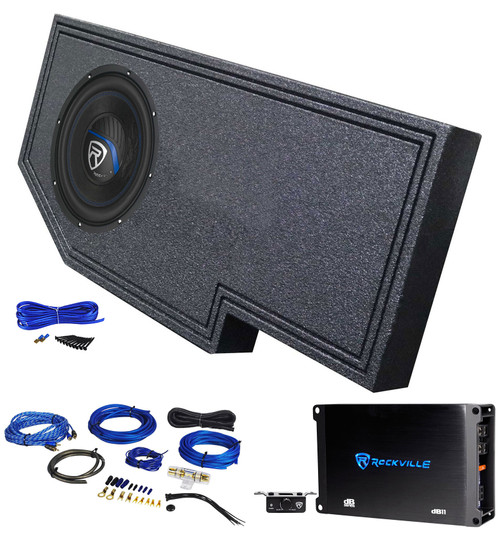 Rockville 10" Subwoofer+Sub Box+Mono Amplifier For Dodge 2002- Current Quad Cab