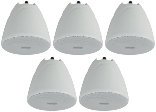 5) Rockville PEN-40T White 4" 70V Hanging Pendant Speakers Commercial/Restaurant