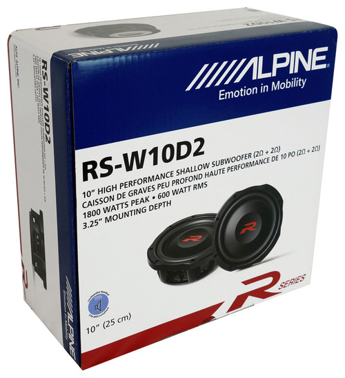 Alpine RS-W10D2 10” 600 Watt RMS Shallow Car Subwoofer+Sealed Sub - Main Image