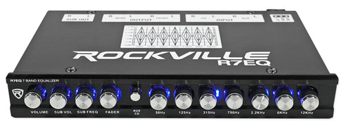 Rockville R7EQ 1/2 Din 7 Band Car Audio Equalizer EQ w/ Front, Rear + Sub Output