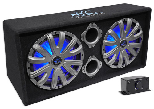 NYC Acoustics NSE212L Dual 12" 1800w Powered/Amplified Car Subwoofer System+LED