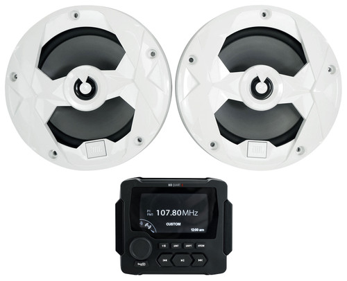 MB Quart GMR-LED Marine Receiver w/Bluetooth/USB+(2) White JBL 6.5" Speakers