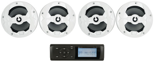 MB Quart MDR2.0 Marine/Boat Bluetooth/USB Receiver+(4) White JBL 6.5" Speakers