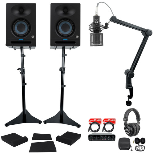 Pair Presonus Studio 5 Active 5" Studio Monitors+Interface+Mic+Headphones+Stands