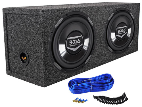 (2) Boss Audio Armor AR10D 10" 4400w Car Subwoofers + Sealed Sub Box Enclosure