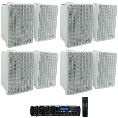8) Kicker KB6 6.5" Grey Indoor/Outdoor Home Theater Speakers+Multi-Zone Receiver