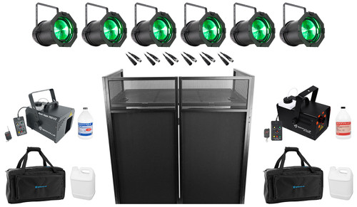 (6) American DJ PAR Z120 RGBW COB DMX Par Stage Lights+Hazer+Fogger+Cables+Bags