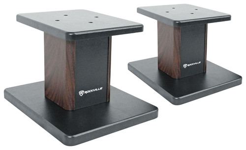 (2) 8” Dark Wood Bookshelf Speaker Stands For Edifier R1700BT Bookshelf Speakers