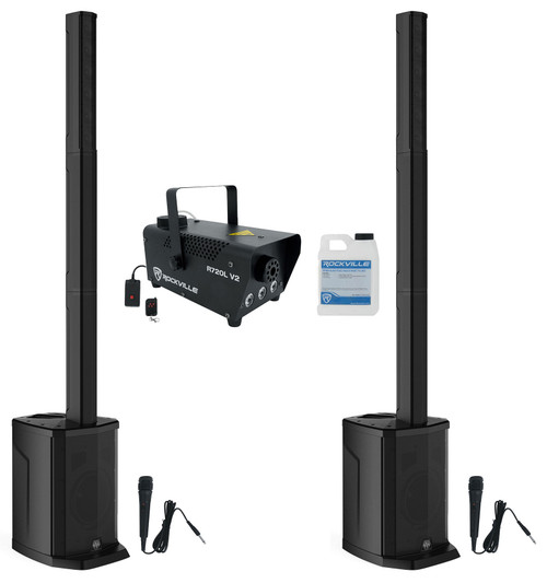 (2) Gemini WPX-2000TOGO Rechargeable DJ/PA Line Array Speakers+Subs+Mics+Fogger