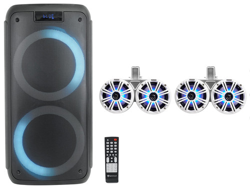 (2) KICKER 45KMTDC65W Dual 6.5" Marine Wakeboard LED Tower Speakers+Home Speaker