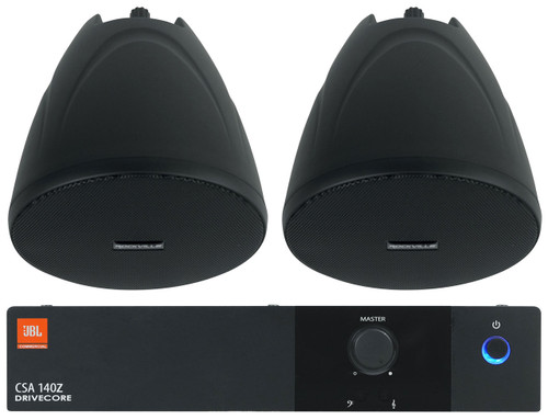  JBL CSA 140Z Commercial 70v Amplifier Amp+(2) Black 4" Hanging Pendant Speakers 