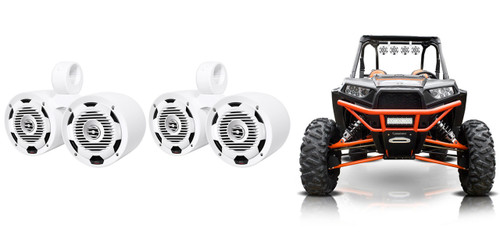2 MTX Audio WET77-W 7.7" Dual White Tower Speakers for Polaris RZR/ATV/UTV/Cart