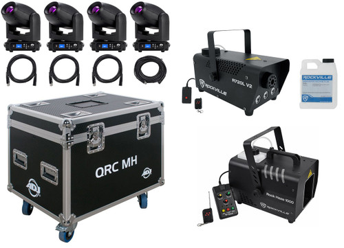 AMERICAN DJ (4) American DJ FOCUS SPOT 4Z LED DMX Moving Head Spot Lights+Case+Hazer+Fogger 