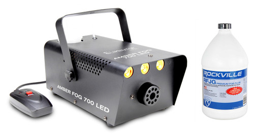 ELIMINATOR LIGHTING Eliminator Amber FOG 700 LED Fog Machine w/ Amber LED Lights+Remote+Gal. Fluid 