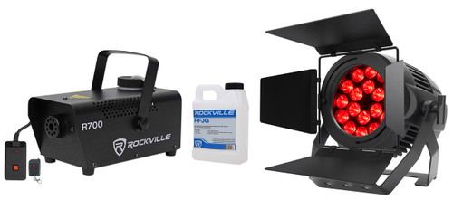 AMERICAN DJ American DJ Encore LP18IP IP65 RGBL LED DMX Par Can Wash Light+Barndoors+Fogger 