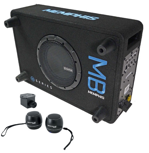 Memphis Audio MBE8SP 8" 300 Watt Powered Car Subwoofer+Sub Box+Home Speakers