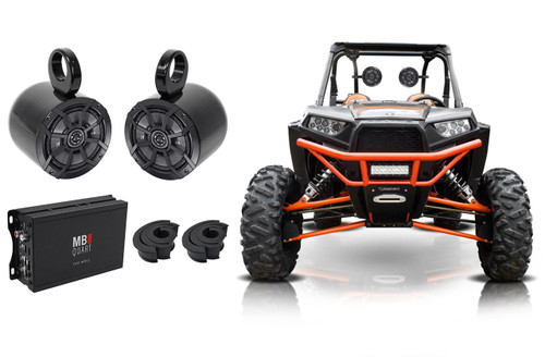 2) Kicker 6.5" Rollbar Speakers+2-Channel Amplifier For Polaris/ATV/UTV/RZR/CART
