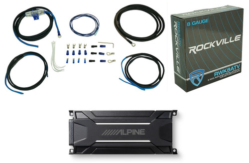  ALPINE KTA-30FW 600 Watt 4-Channel Amplifier+Amp Kit For ATV/UTV/Cart/RZR 