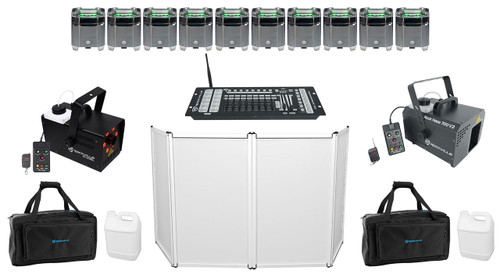 AMERICAN DJ (10) American DJ Element Hex IP Chrome Wireless DMX Par Lights+Facade+Controller 