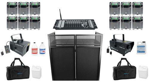 AMERICAN DJ (12) American DJ Element Hex IP Chrome Wireless DMX Par Lights+Facade+Controller 
