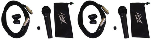 Pair of Peavey PVI100XLR Dynamic Vocal Microphones+Mic Pouch+Mic Clip+XLR Cable