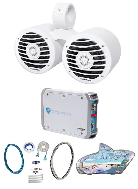 Rockford Fosgate PM2652X Dual 6.5" 340w Marine Wakeboard Speakers+Amplifier+Kit