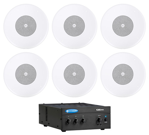 Crown 135MA 35 Watt Amplifier+(6) 4" JBL Speakers For Restaurant/Bar/Cafe