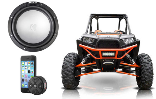 KICKER 45KMF104 10" Free Air Subwoofer + Controller For Polaris RZR/ATV/UTV