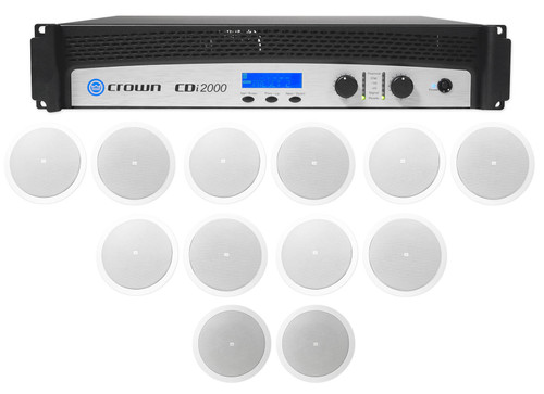 Crown CDi2000 800w 70V Commercial Amplifier+10) JBL Front+2) Background Speakers