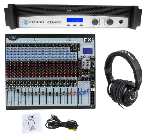 Crown CDi4000 2-Ch. 1200w Power Amplifier+Peavey Mixer+Audio Technica Headphones