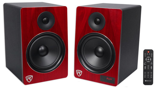 Rockville Bluetooth Home Theater Entertainment System Bookshelf Speakers-Cherry