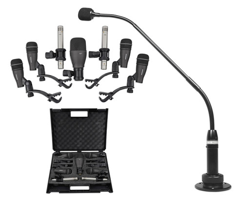 Set of (4) Samson Drum Microphones w/Kick/Snare/Pencil+Podium Mic For Church